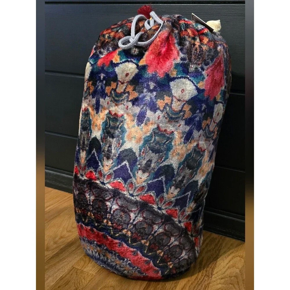 Johnny Was Biya Circle Cozy Blanket One Sz Multicolor Reversible  Travel Bag NWT